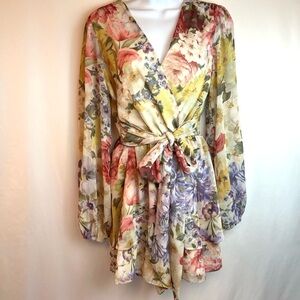Express romper dress multi floral NWT